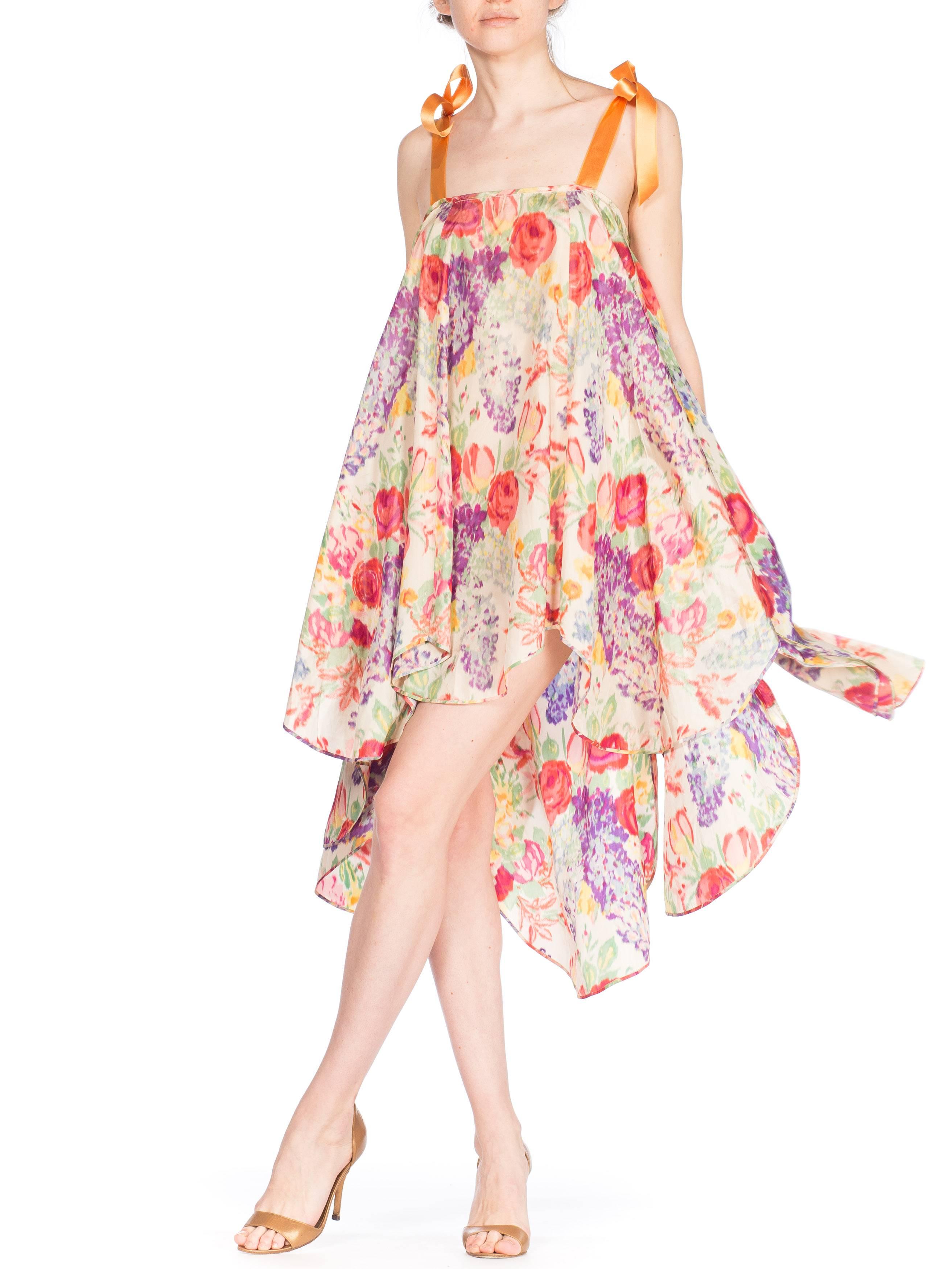 1920s Floral Ikat Balanciaga Style Hamptons Summer Party Dress 9