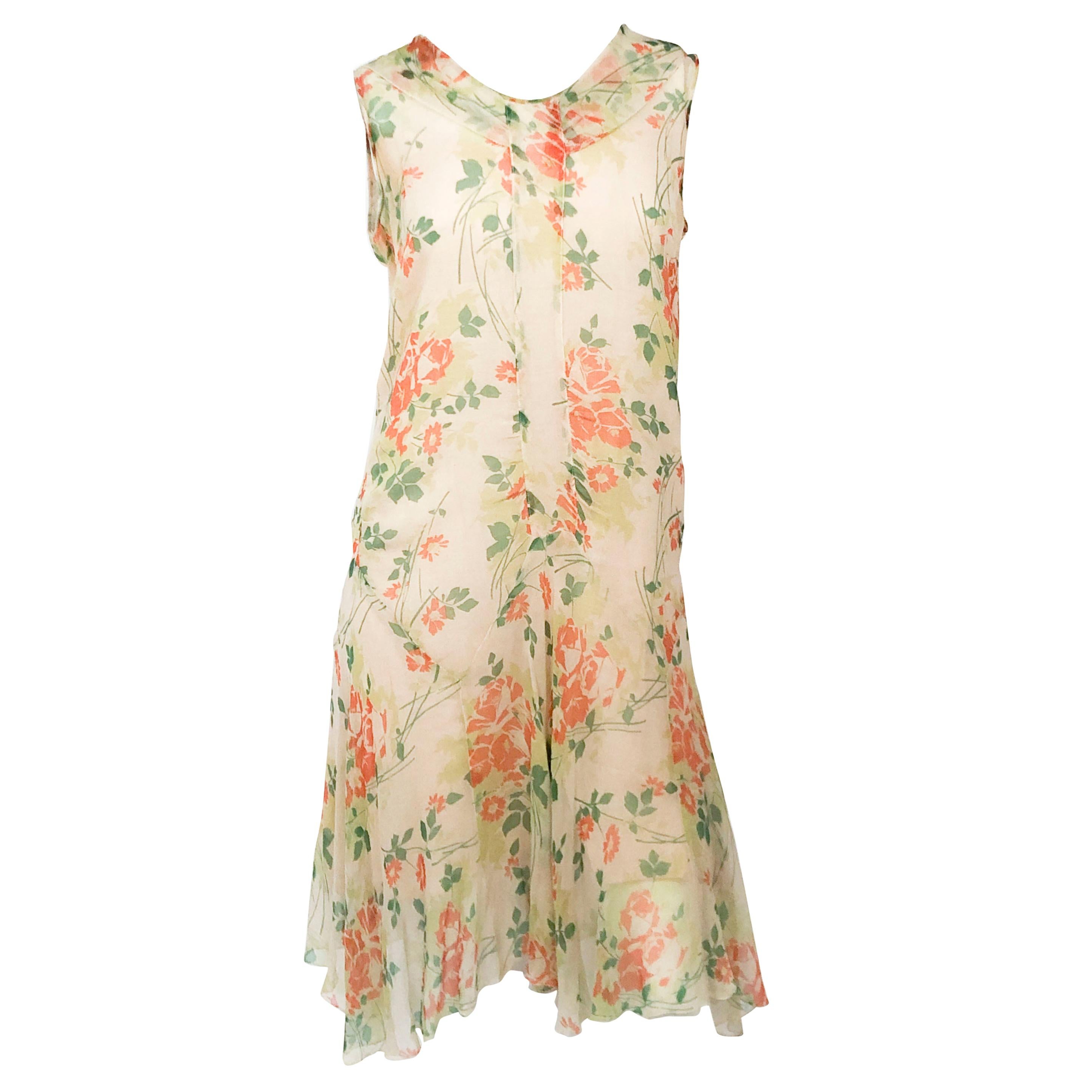 1920s Floral Printed Day Dress