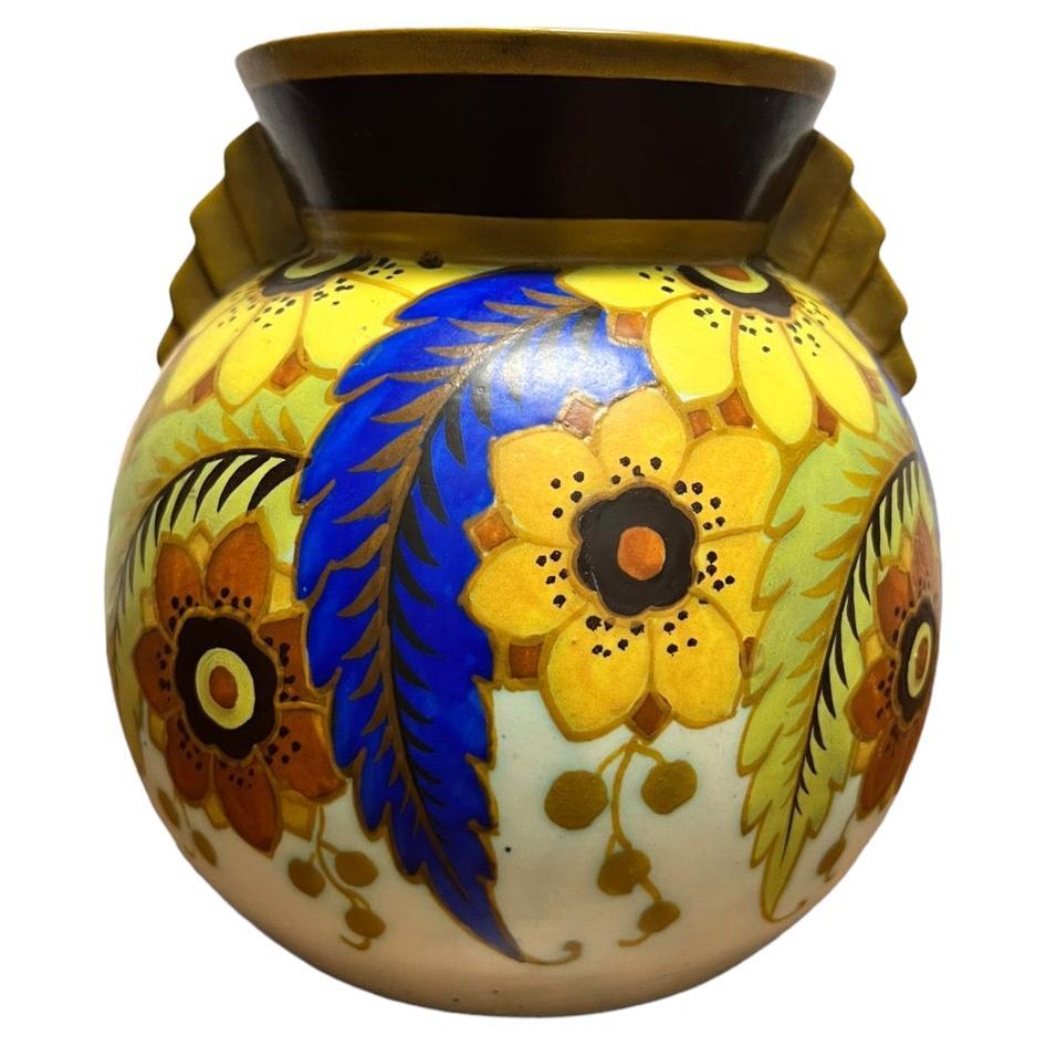 Vase floral de l'artiste Charles Catteau des années 1920 en vente