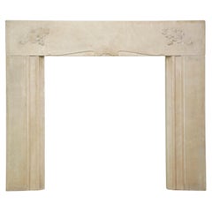 1920s Flush Wall Mount Tan Foliate Limestone Mantel