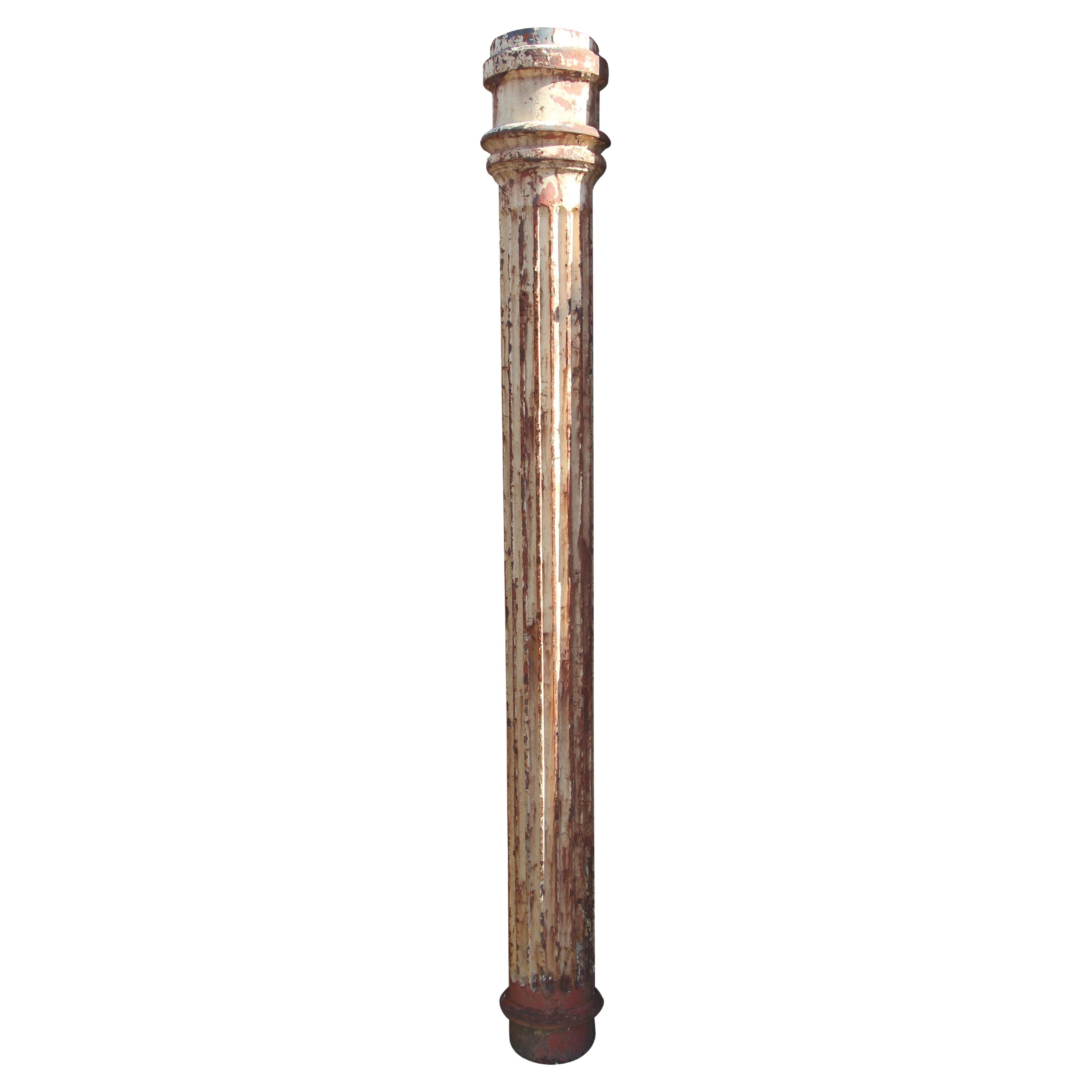 1920s Fluted Cast Iron Structural Column NYC Building For Sale