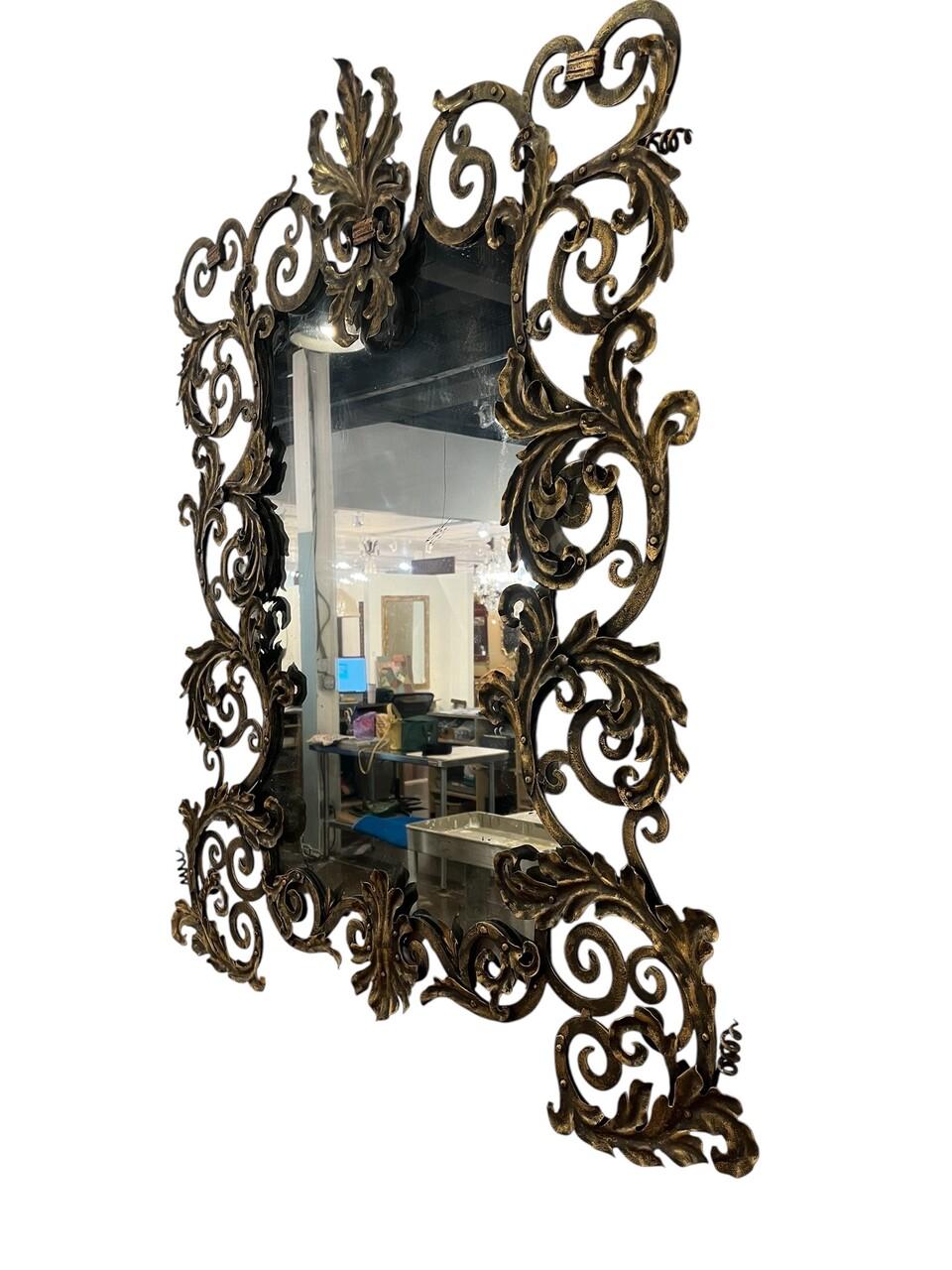 1920's Forged Iron Mirror attributed to Addison Mizner
The mirror was acquired from a Mizner artifact collector, it is unsigned
Addison Mizner was a Palm Beach Architect who did Mediterranean Revival as well as Spanish Colonial Style interpretations