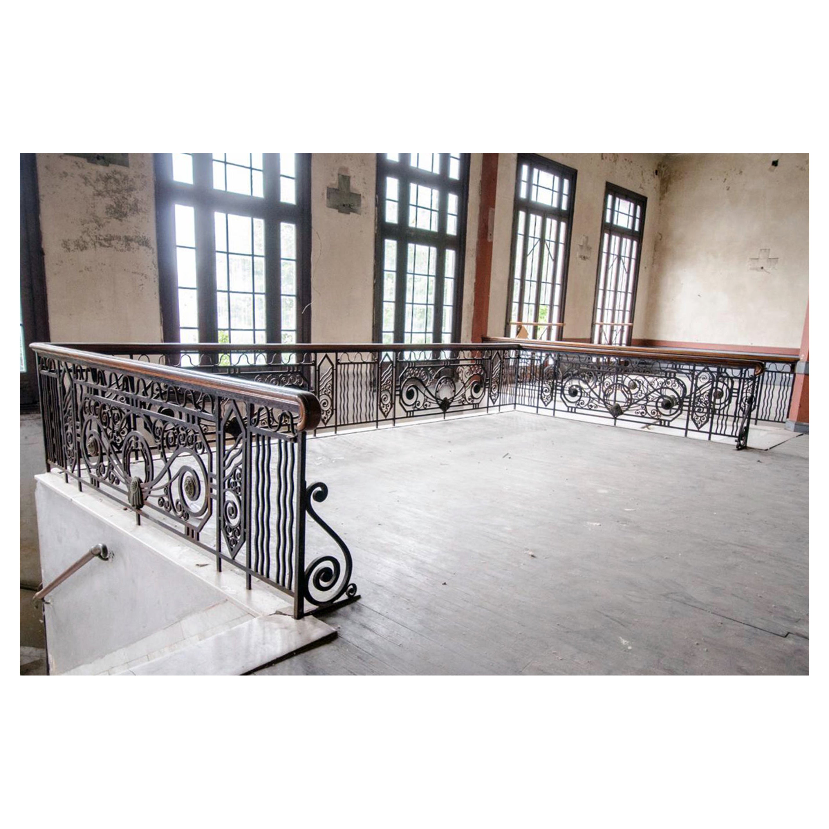 1920s Former Palacio Sudamérica's Art Déco Wrought Iron Large Railing, Uruguay