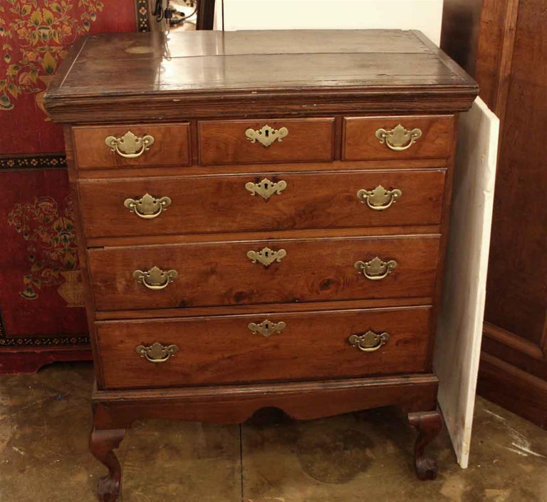 1920s Highboy Dresser with Brass Handles For Sale at 1stDibs
