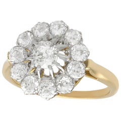 1920s French 2.58 Carat Diamond and Yellow Gold Cluster Ring Antique 1920s French 2.58 Carat Diamond and Yellow Gold Cluster Ring