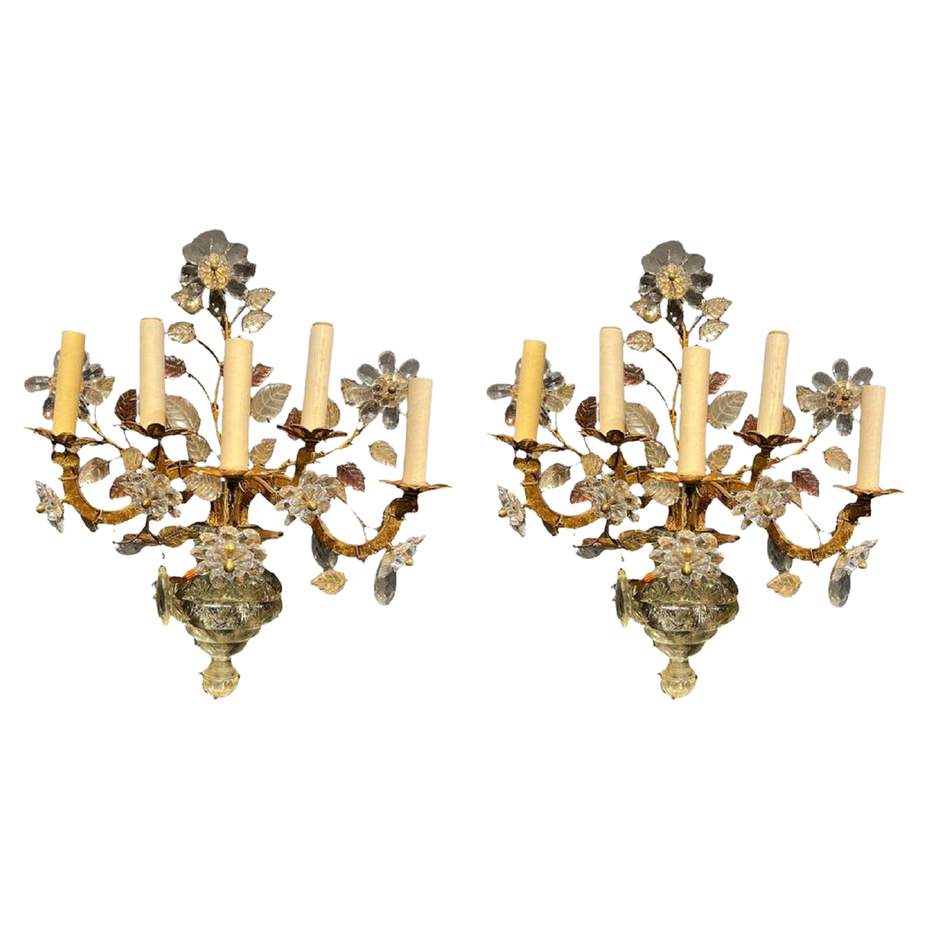 Pair of Antique French Provincial Floral Sconces circa 1870 For Sale at ...