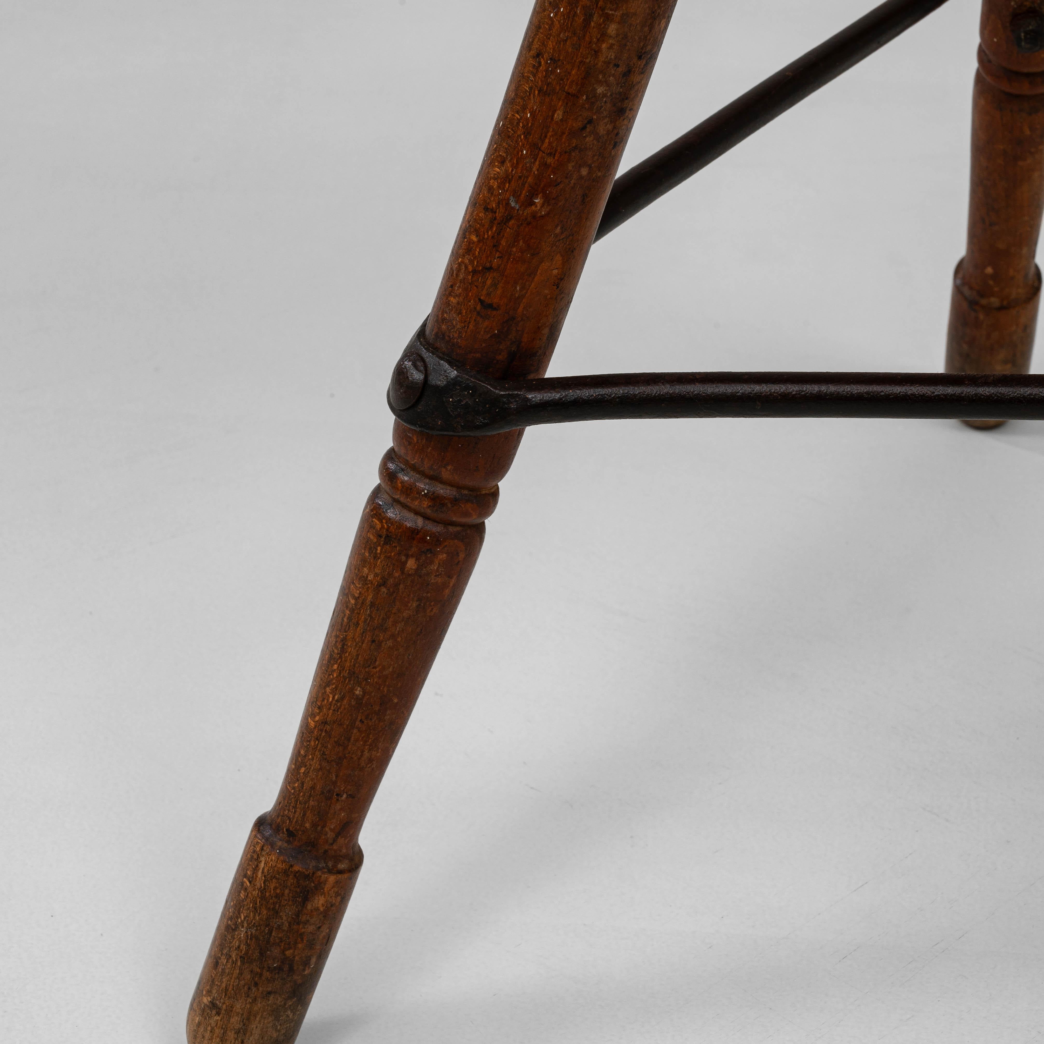 1920s French Adjustable Swivel Stool With Tripod Base For Sale 8