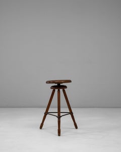 1920s French Adjustable Swivel Stool With Tripod Base