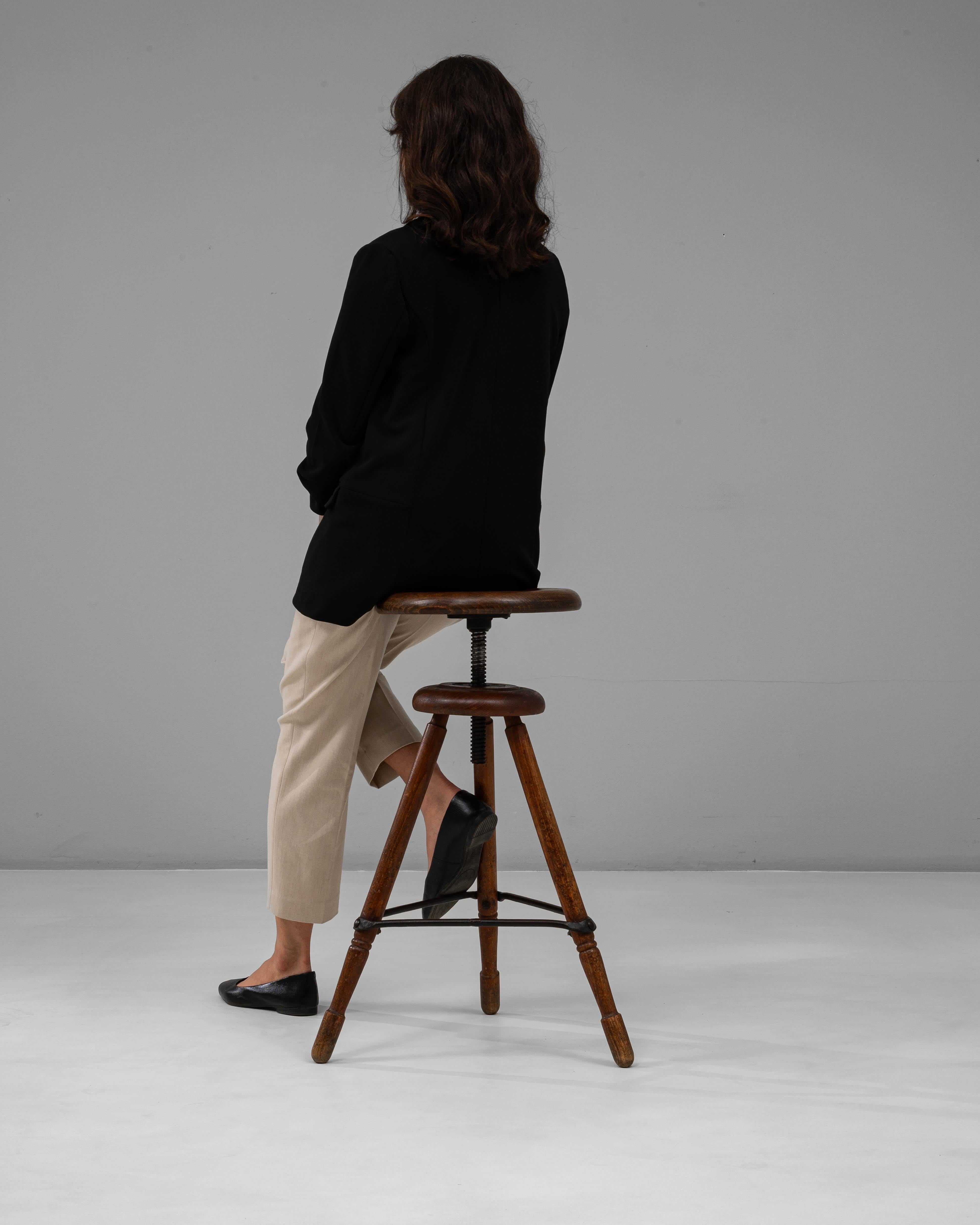 1920s French Adjustable Swivel Stool With Tripod Base For Sale 1