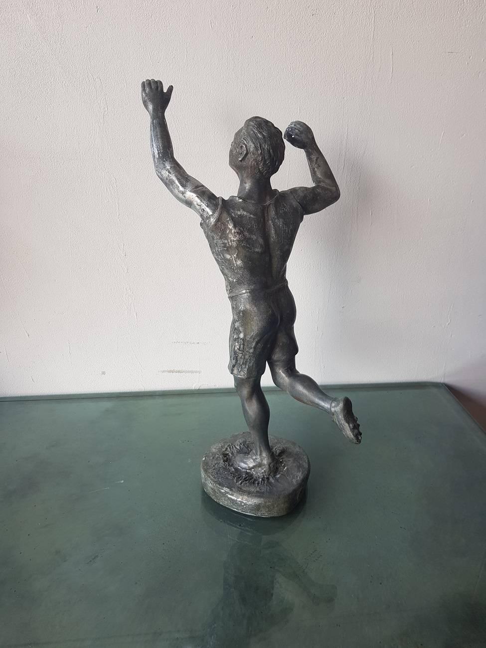20th Century 1920s French Aluminium Statue of a Male Athlete For Sale