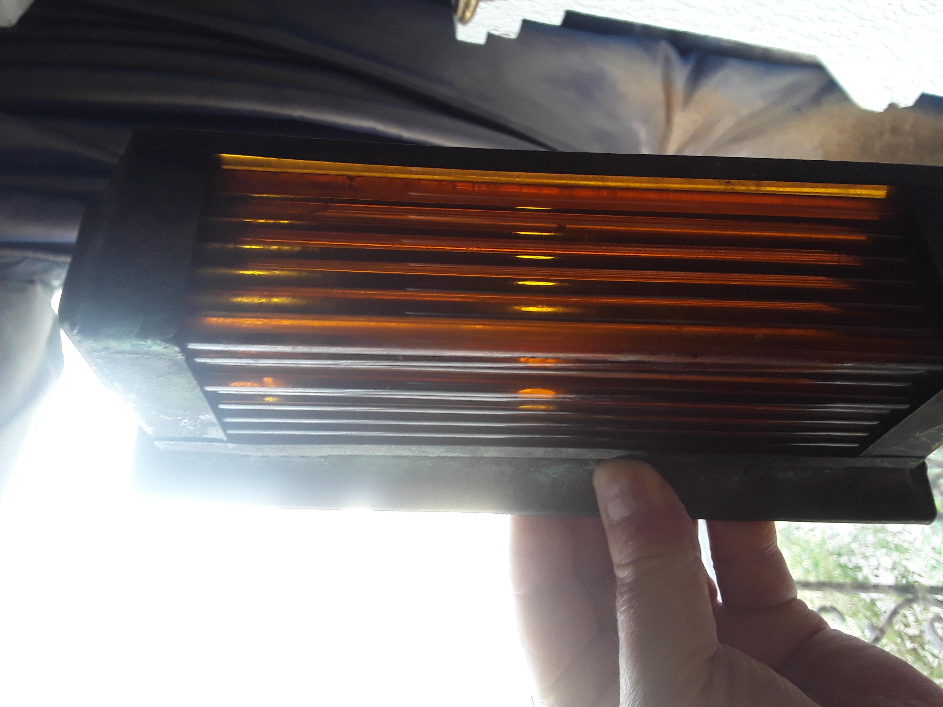 1920s French Art Deco Amber Glass Tube/ Brass Encased Wall Sconce style Petitot For Sale 6