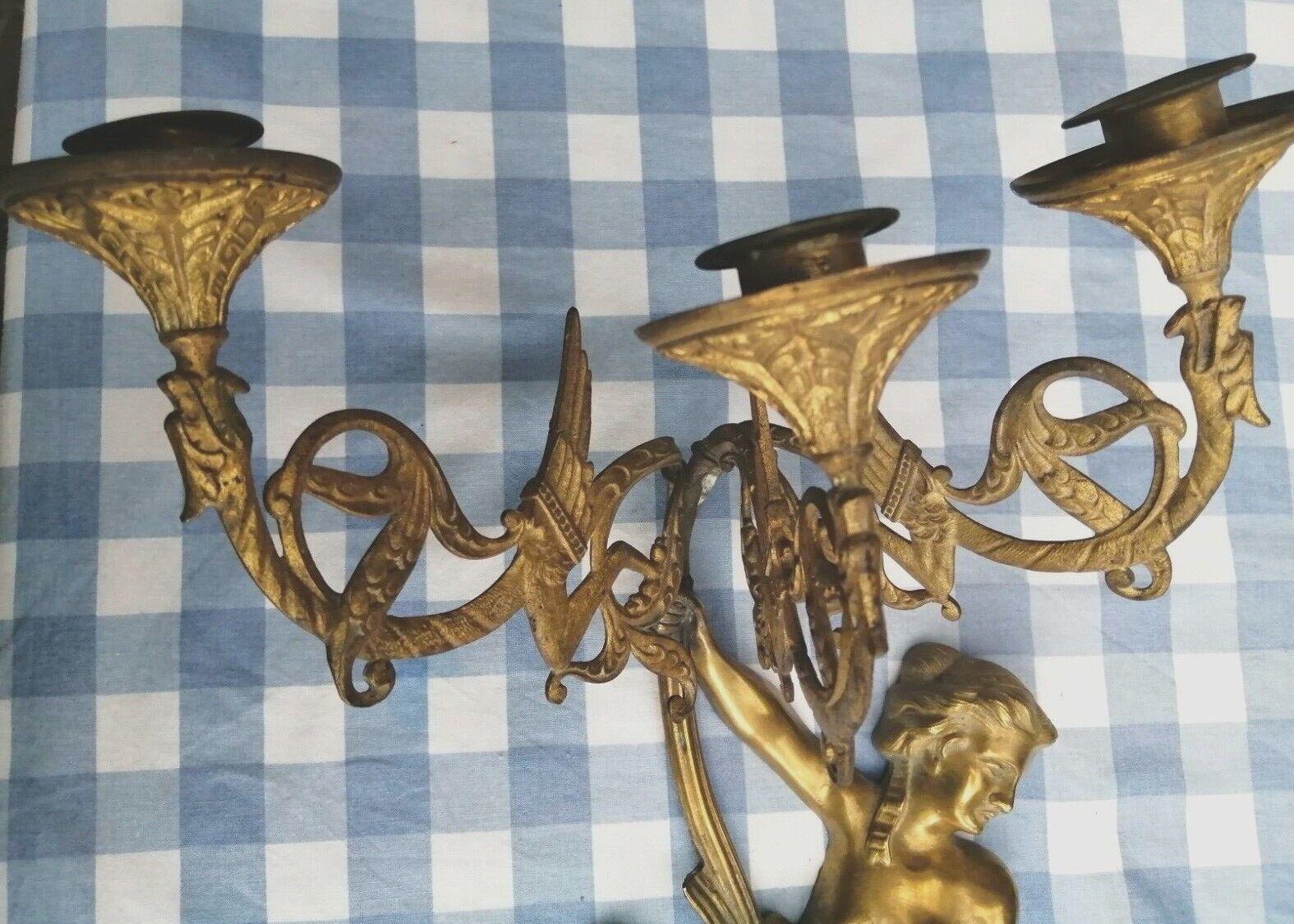 1920s French Art Deco Bronze Mermaid Wi/ Sea Serpents Wall Sconce after Guillema For Sale 6