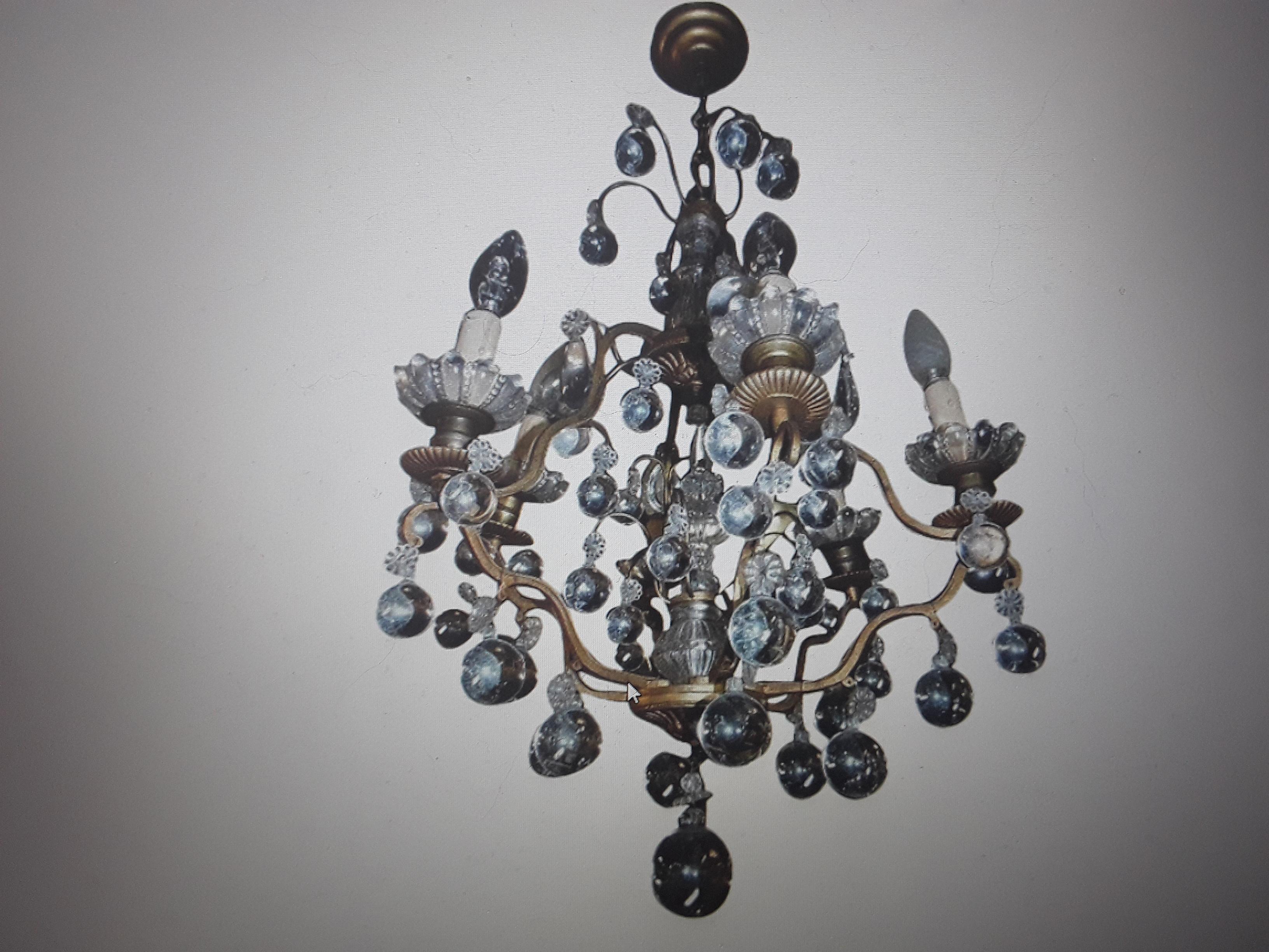 1920's French Art Deco Bronze with Crystal Bubble Fantasy Chandelier For Sale 7