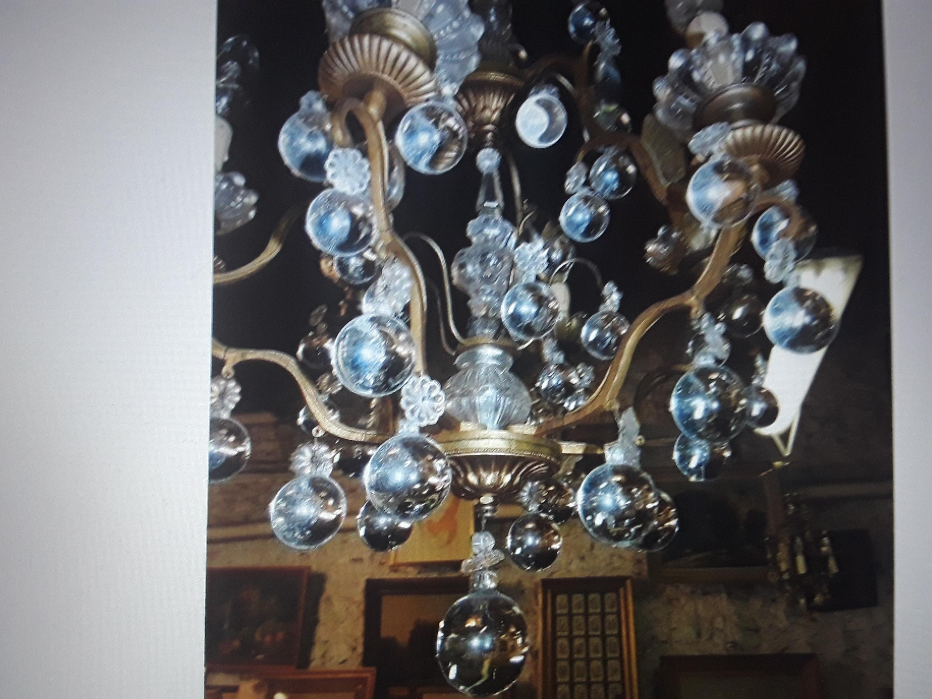1920's French Art Deco Bronze with Crystal Bubble Fantasy Chandelier In Good Condition For Sale In Opa Locka, FL