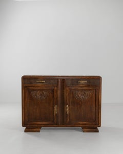 1920s French Art Deco Carved Buffet With Marble Top