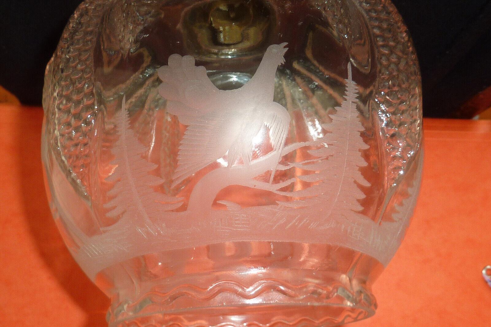 Suspension/lanterne Art déco française des années 1920 en cristal sculpté représentant des animaux de la forêt en vente 6