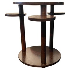 1920s French Art Deco Circular Oak Side Table