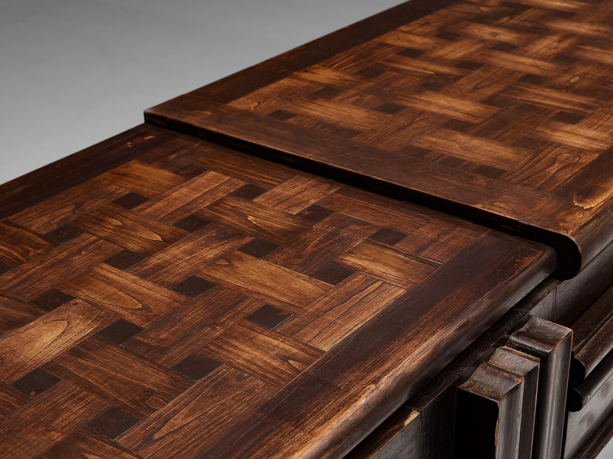 1920s French Art Deco Credenza in Stained Ash and Walnut In Good Condition In Waalwijk, NL