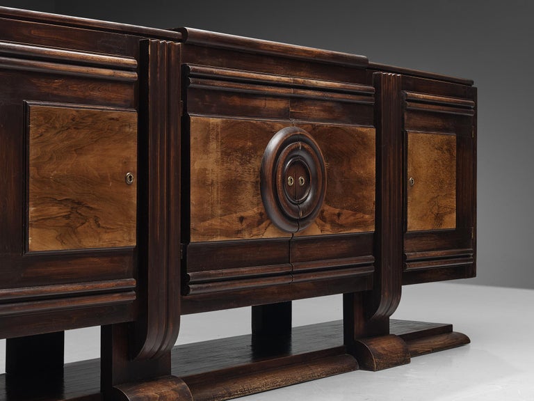 1920s French Art Deco Credenza in Stained Ash and Walnut For Sale 1