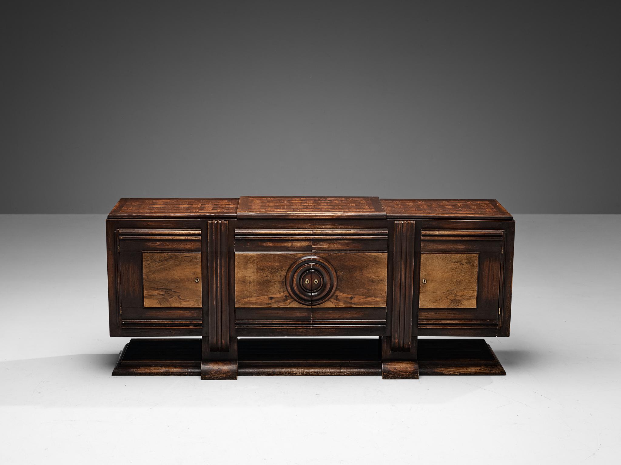 1920s French Art Deco Credenza in Stained Ash and Walnut 3