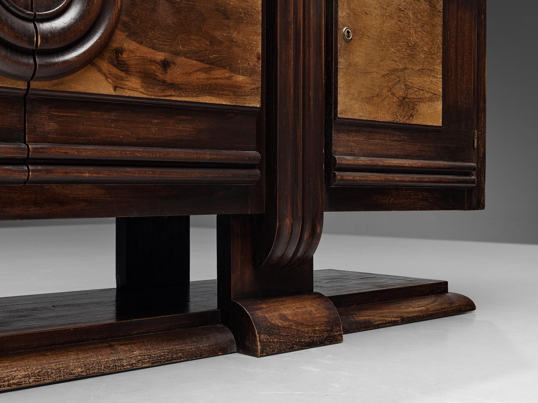 1920s French Art Deco Credenza in Stained Ash and Walnut 4