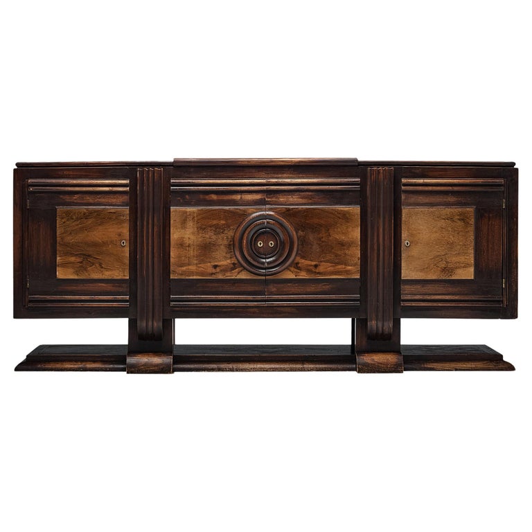 1920s French Art Deco Credenza in Stained Ash and Walnut For Sale