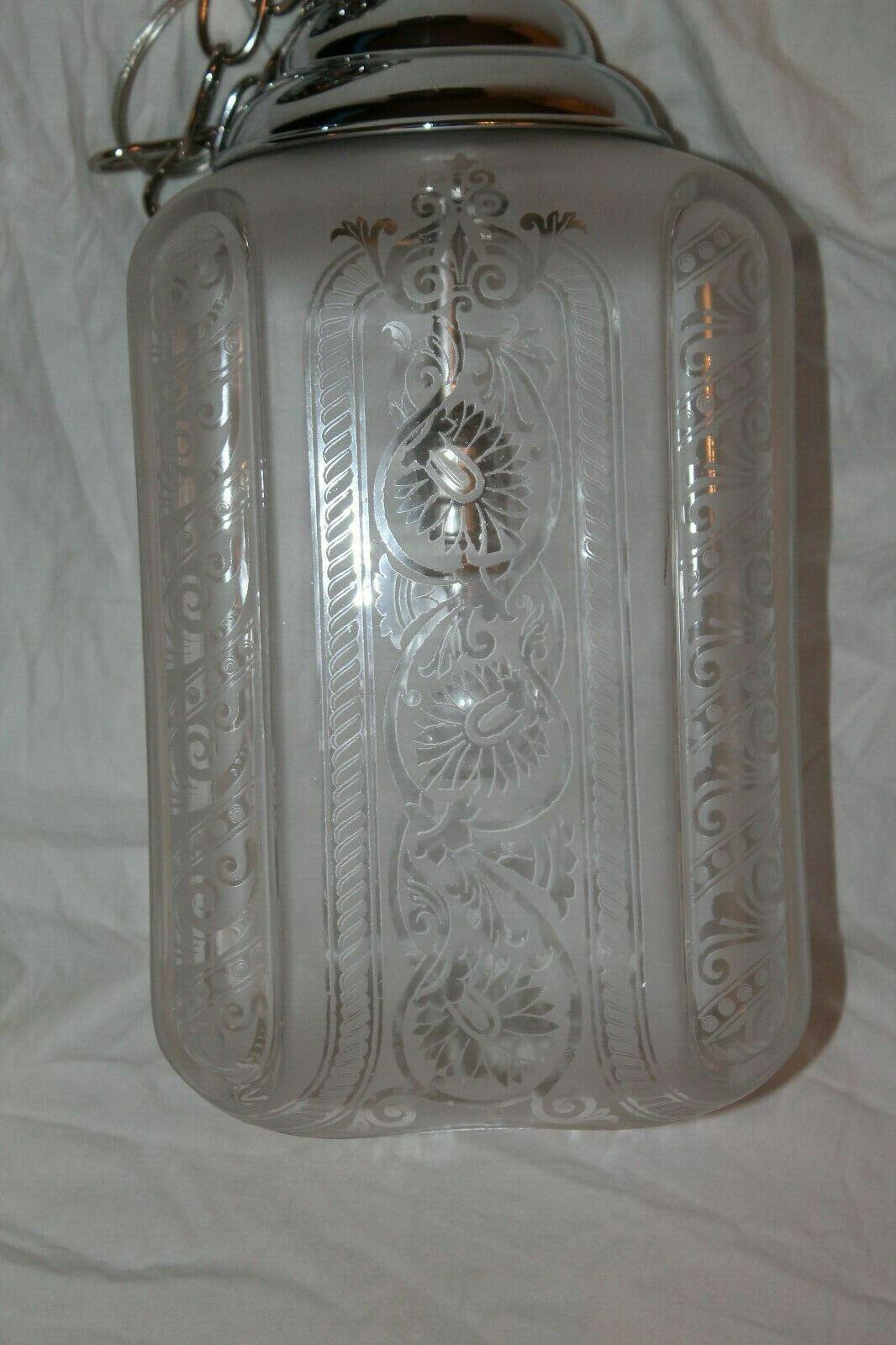 1920's French Art Deco Crystal Lantern by Baccarat High Polish Nickel Mounts In Good Condition In Opa Locka, FL