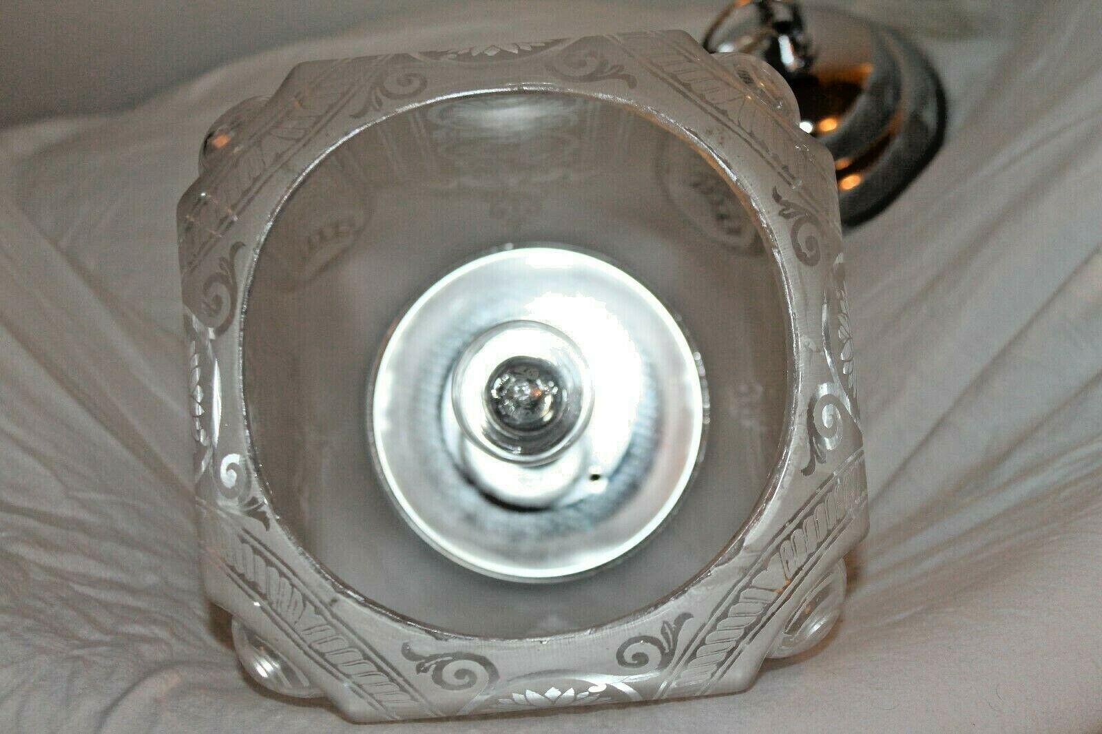 1920's French Art Deco Crystal Lantern by Baccarat High Polish Nickel Mounts For Sale 2
