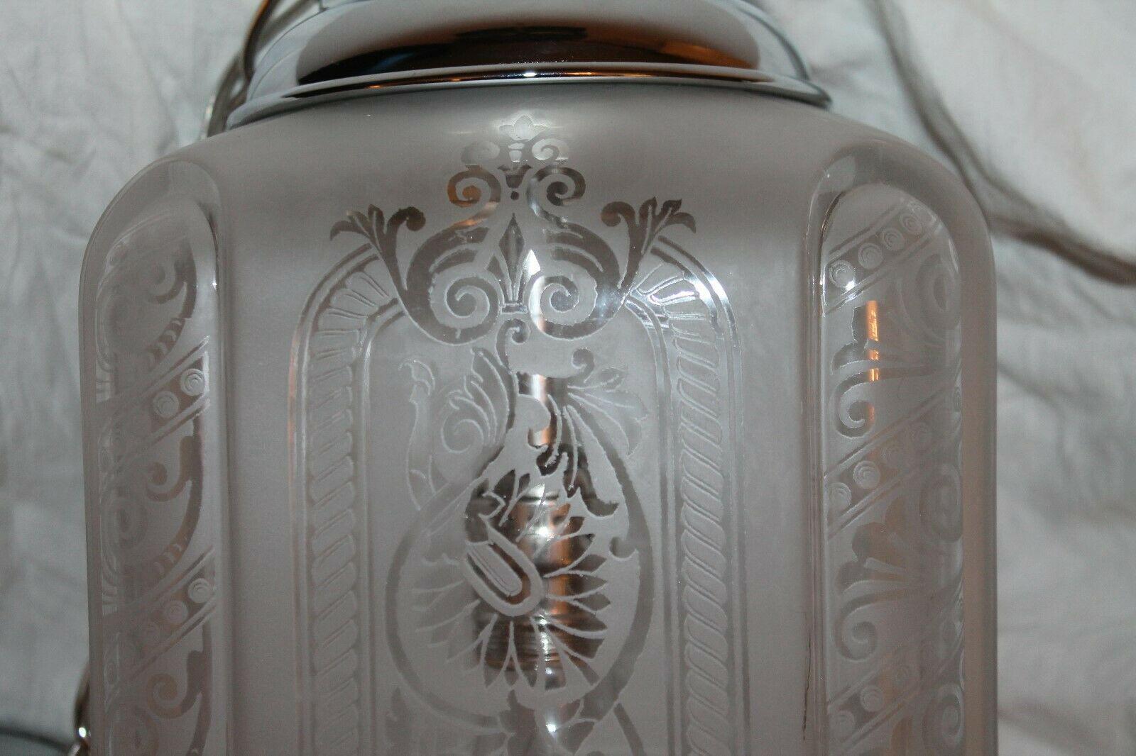 1920's French Art Deco Crystal Lantern by Baccarat High Polish Nickel Mounts 3