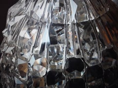 1920's French Art Deco Cut Crystal Flush Mount Shade Fitter 3 inch