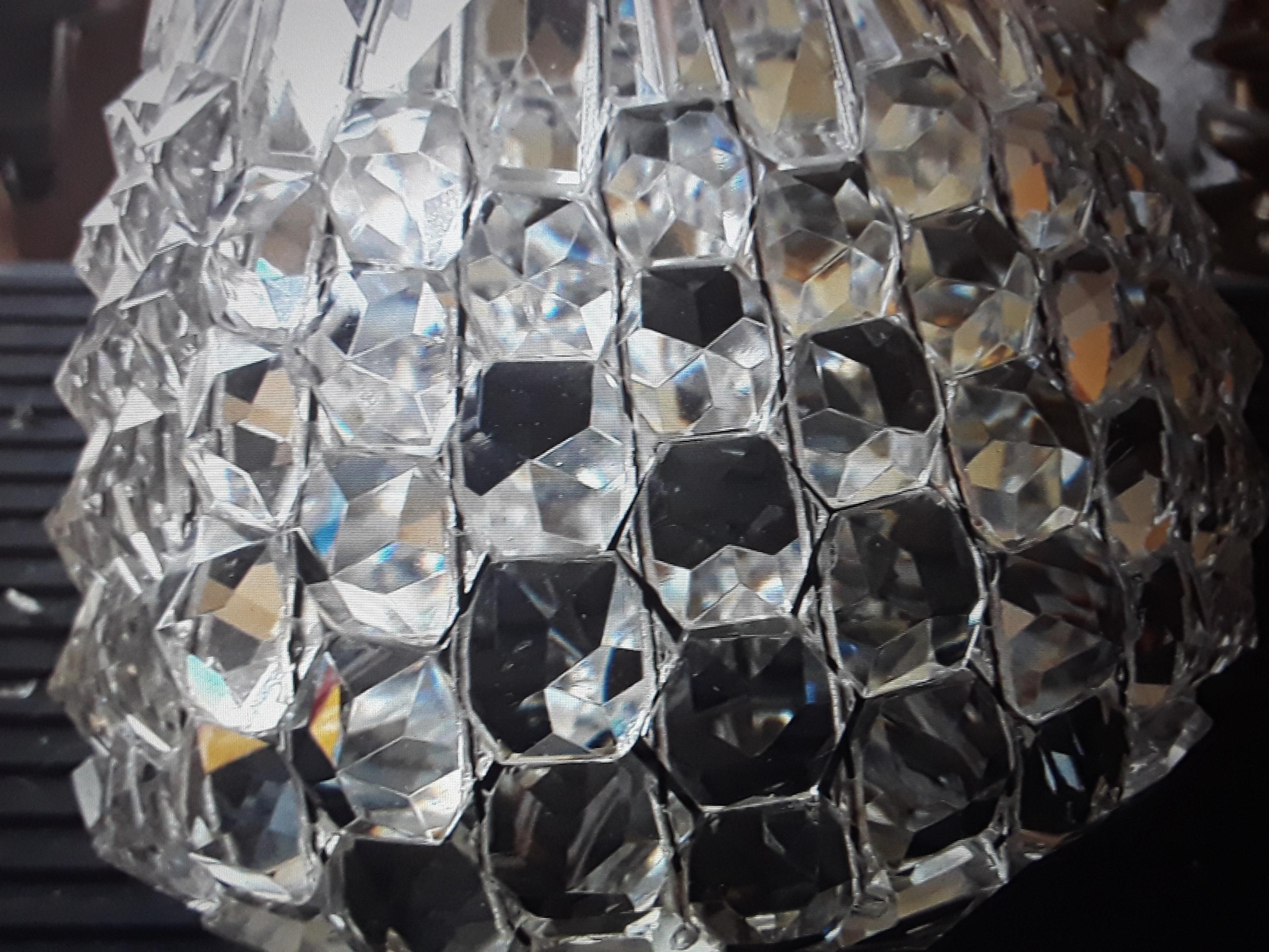 1920's French Art Deco Cut Crystal Flush Mount Shade Fitter 3 inch In Good Condition For Sale In Opa Locka, FL