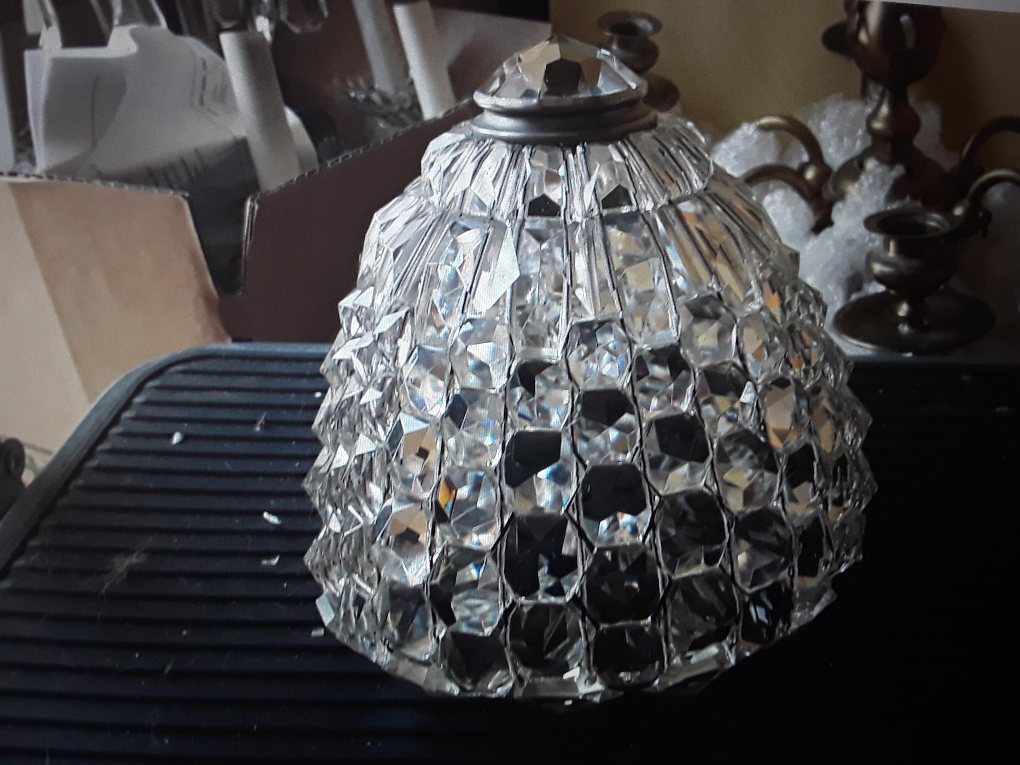 1920's French Art Deco Cut Crystal Flush Mount Shade Fitter 3 inch For Sale 4