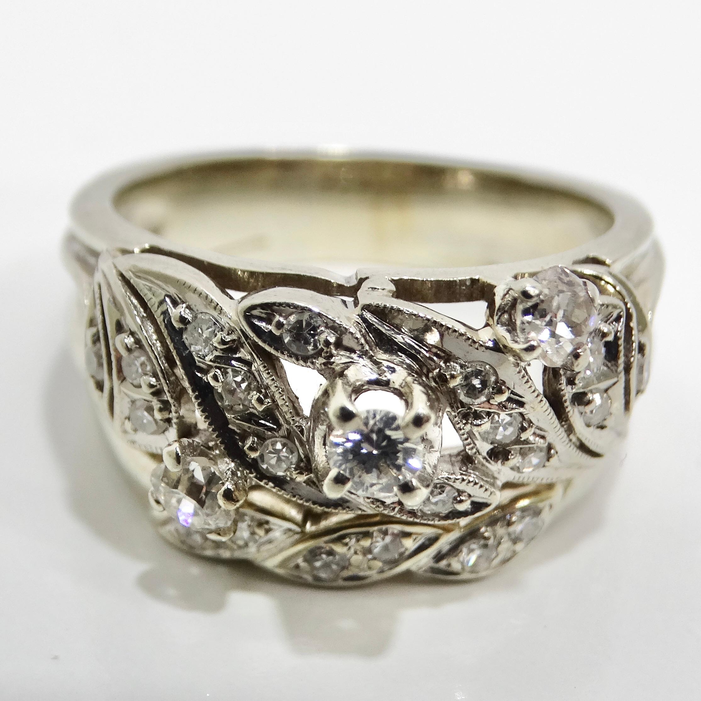 Art Deco Platinum Diamond Cocktail Ring In Excellent Condition For Sale In Scottsdale, AZ