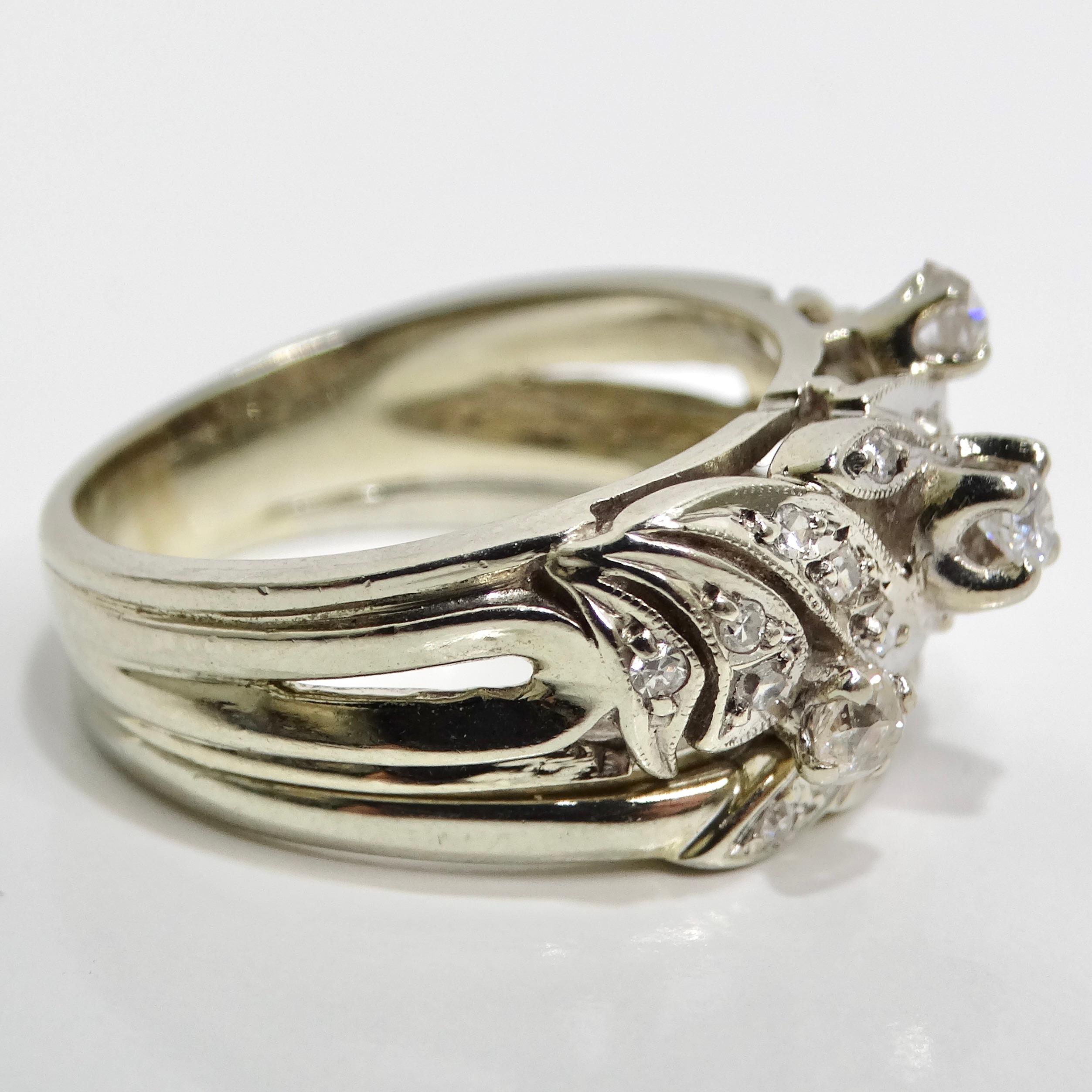 Art Deco Platinum Diamond Cocktail Ring For Sale 1