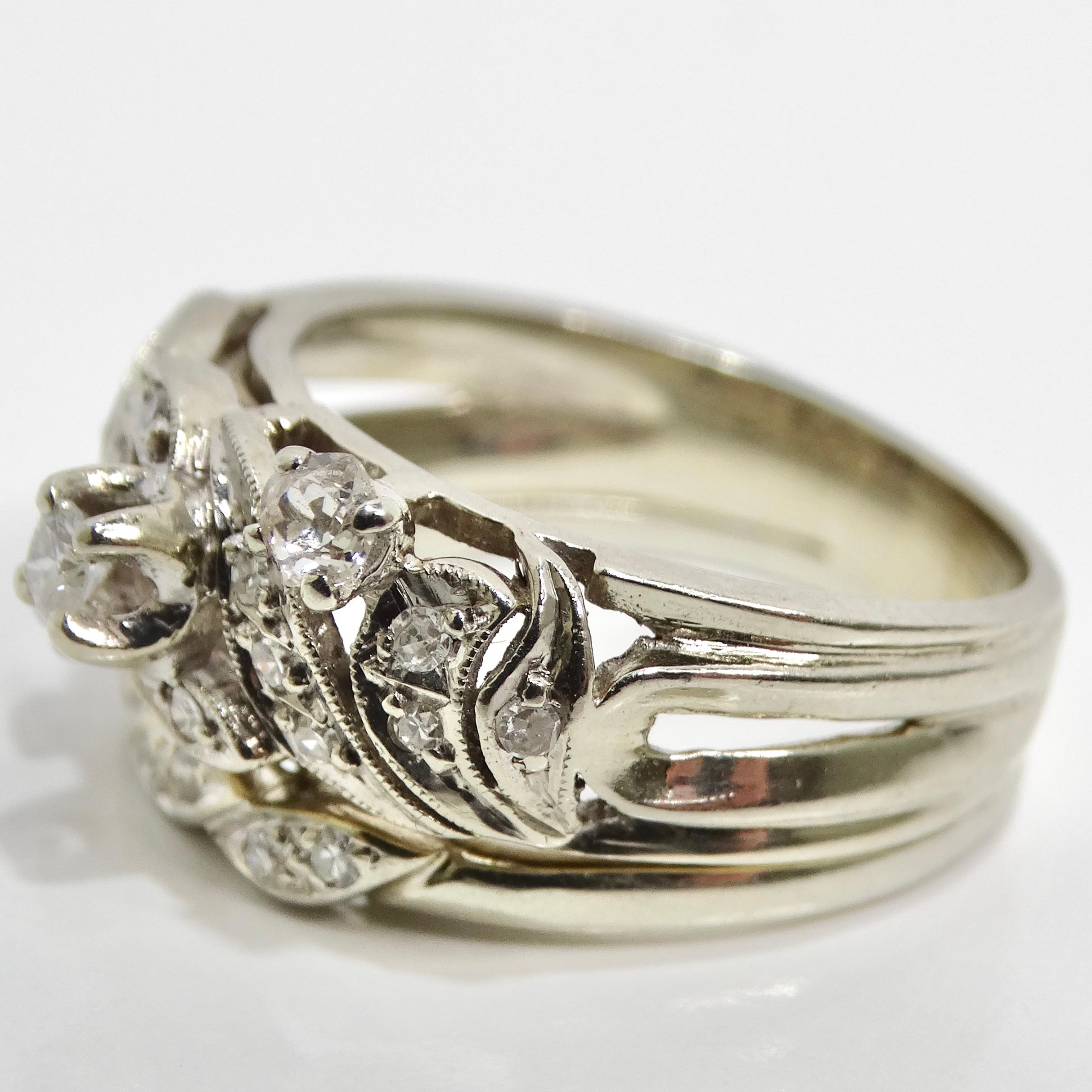Art Deco Platinum Diamond Cocktail Ring For Sale 3