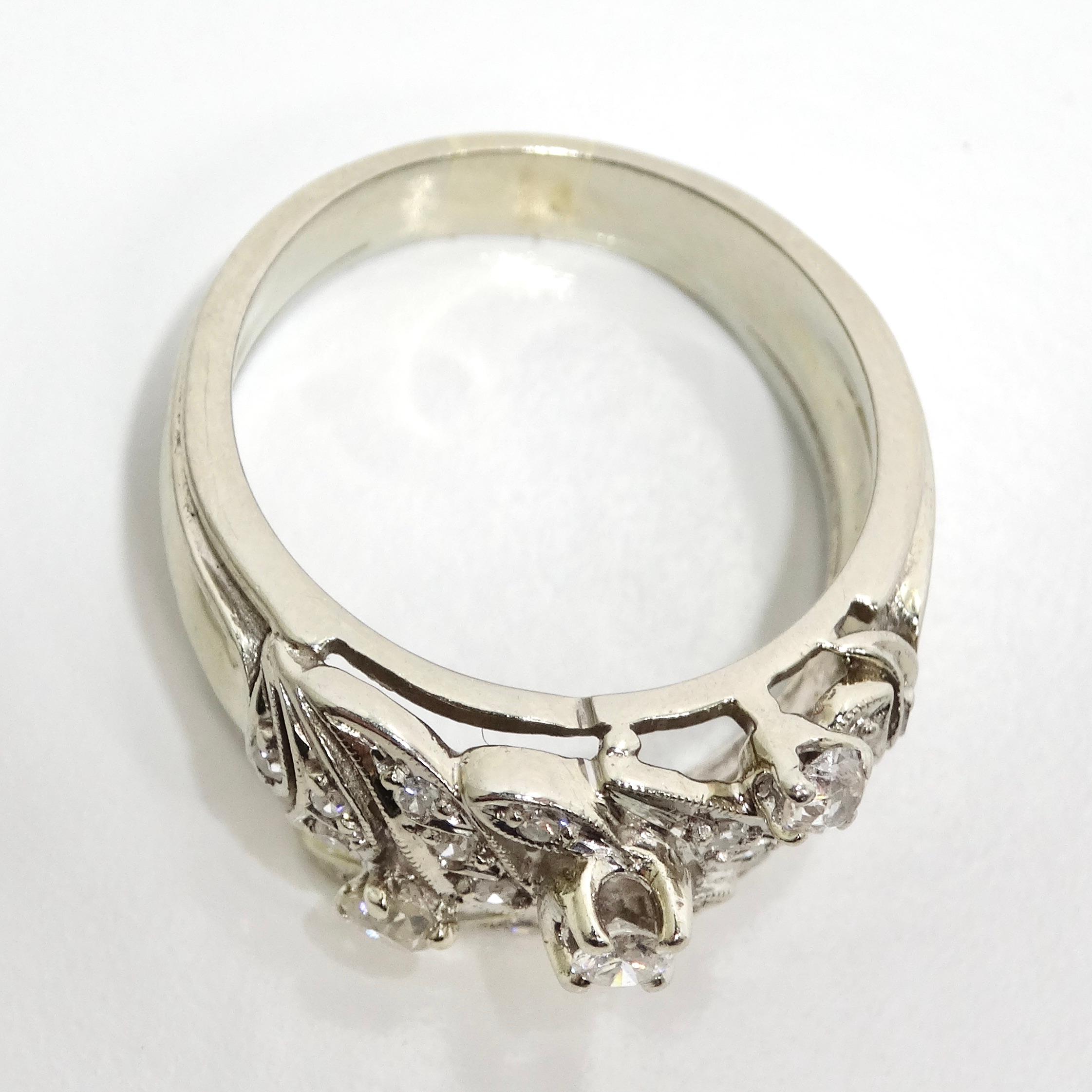 Art Deco Platinum Diamond Cocktail Ring For Sale 5