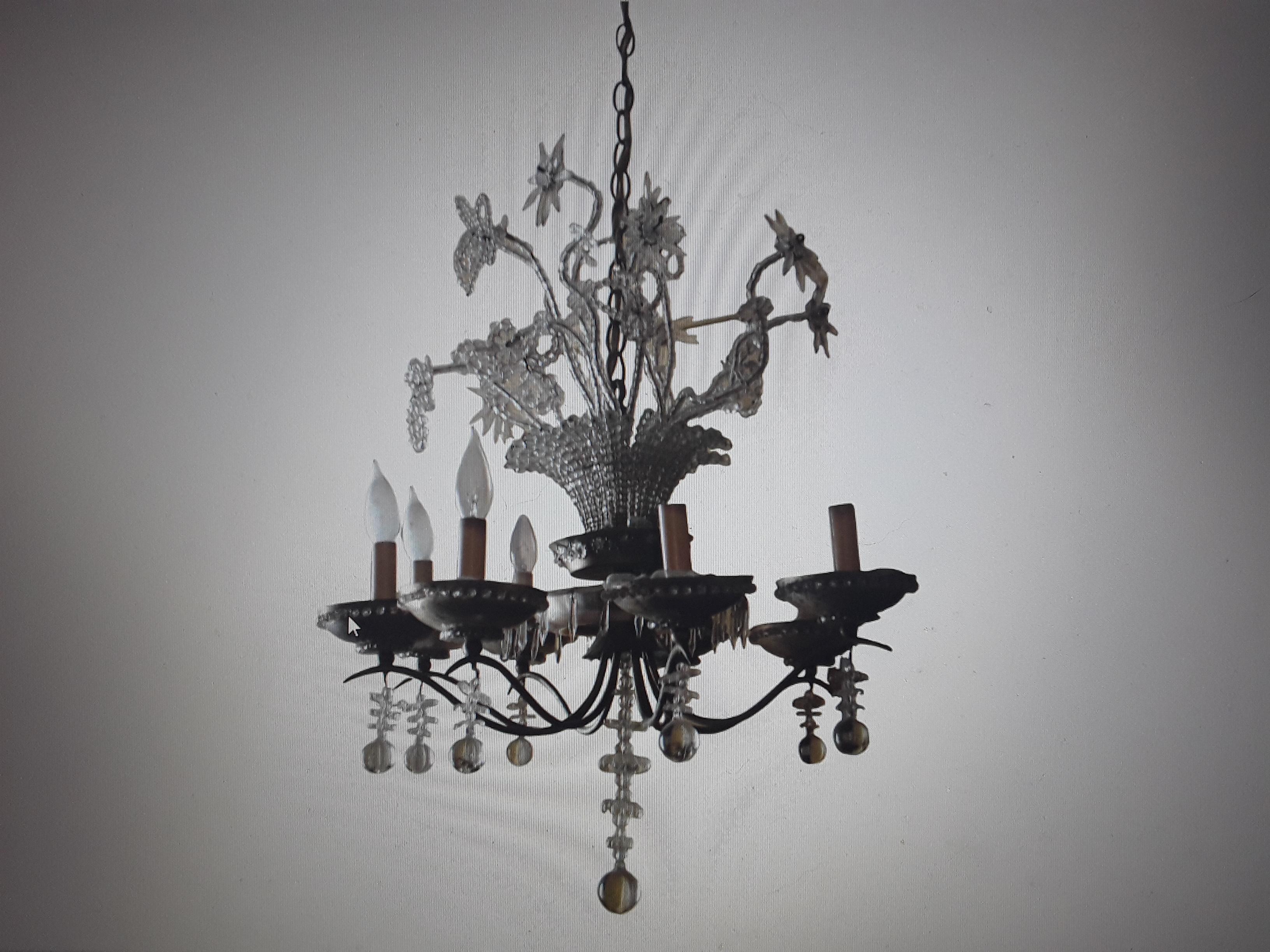 1920's French Art Deco Floral & Vase 23 Light Chandelier Deluxe by Maison Bagues For Sale 8