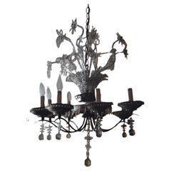 1920's French Art Deco Floral & Vase 23 Light Chandelier Deluxe von Maison Bagues