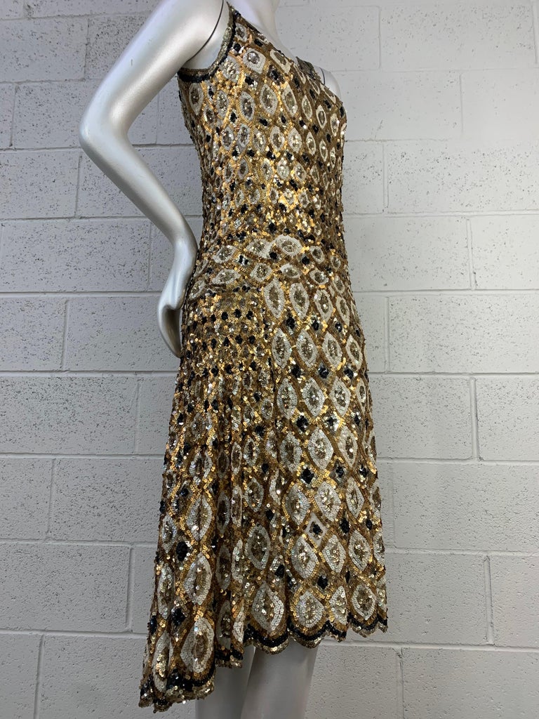 1920s French Art Deco Gold & Black Harlequin Sequin Dancing Dress--ultra Rare!