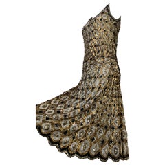 Robe de danse à paillettes Arlequin, or et noir, Art déco français des années 1920 - Ultra rare !