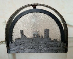 1920's French Art Deco Iron Sconce Signed "Saint Cere" Castle by H. Delprat
