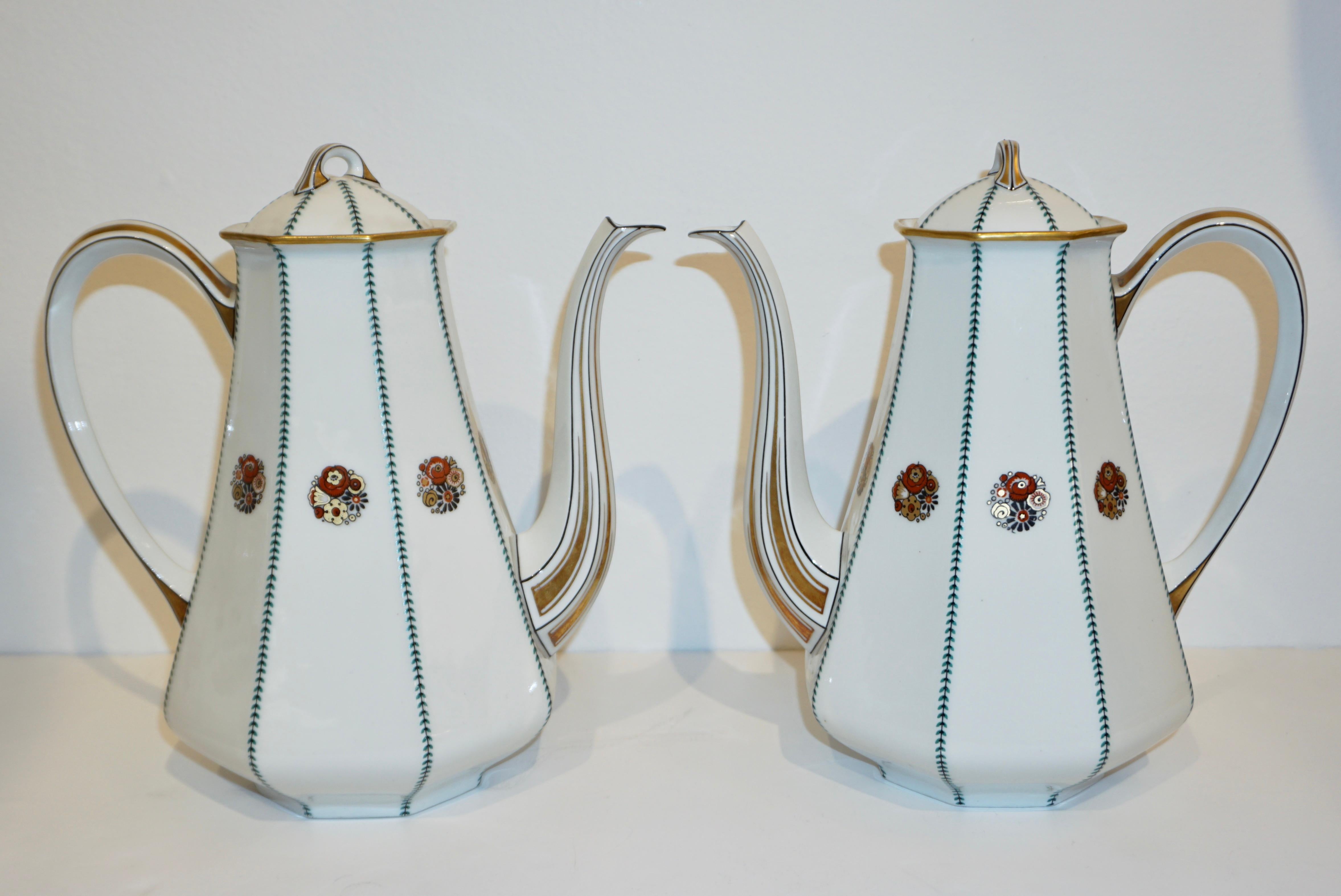 1920s French Art Deco Limoges Porcelain Modern Octagonal Tea / Coffee Set 3