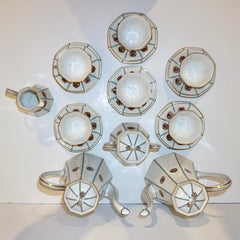 1920s French Art Deco Limoges Porcelain Modern Octagonal Tea / Coffee Set