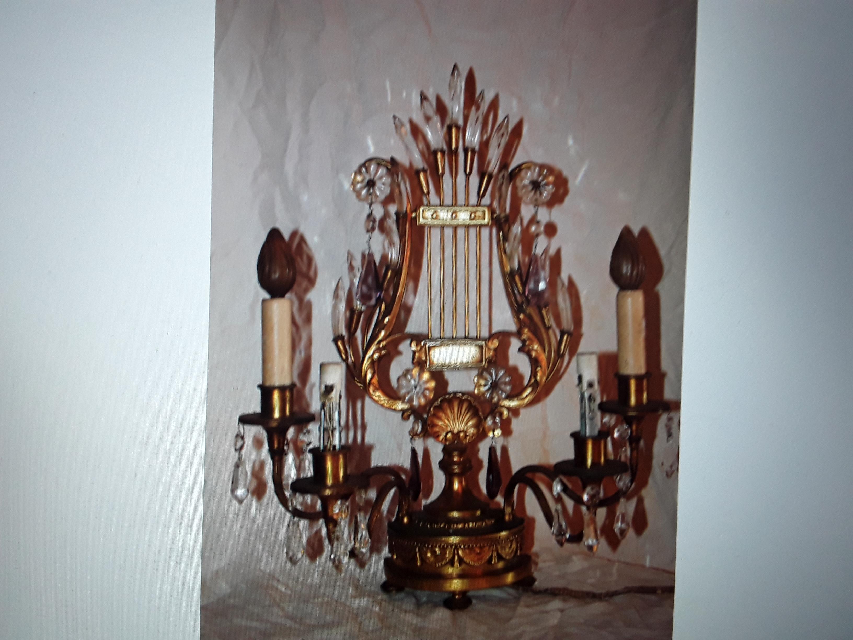 1920's French Art Deco Lyre Back 4 Arm Girandole/ Table Lamp For Sale 9