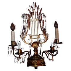 1920er Jahre Französisch Art Deco Lyre zurück 4 Arm Girandole / Tischlampe