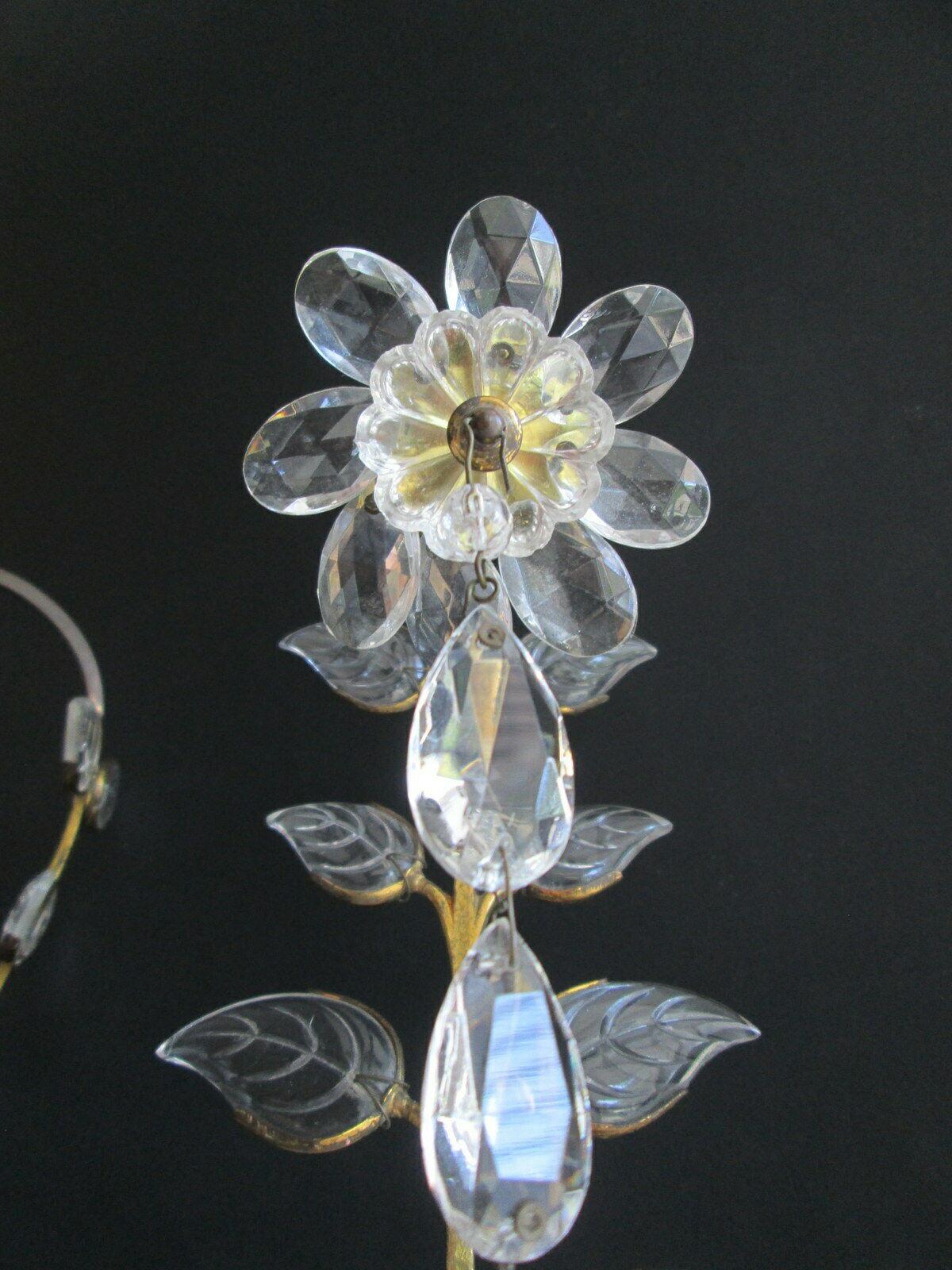 1920s French Art Deco Maison Bagues Bronze Cut Crystal Floral Form Chandelier For Sale 4