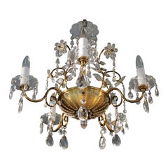 1920er Jahre Französisch Art Deco Maison Bagues Bronze geschliffenen Kristall Floral Form Kronleuchter