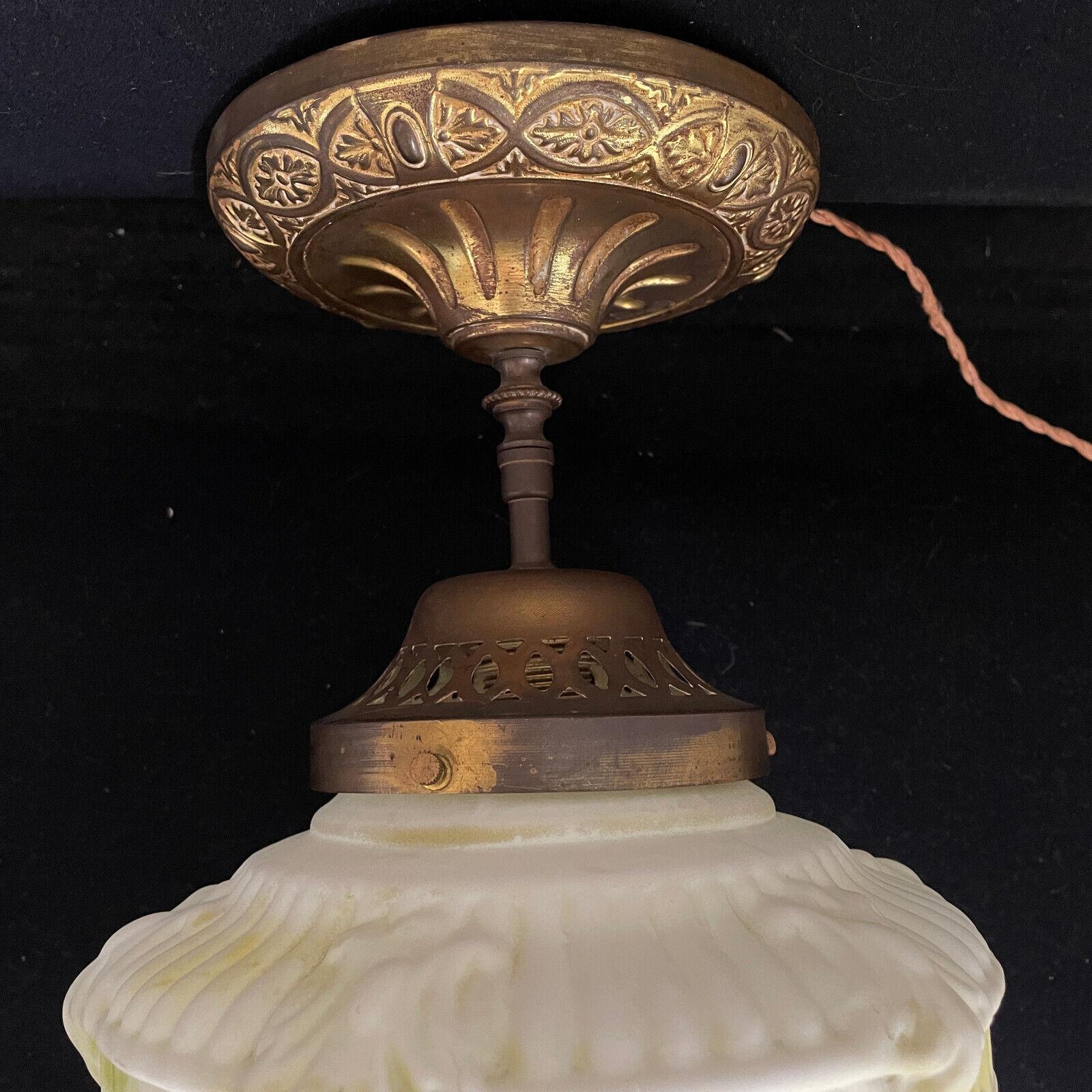 1920's French Art Deco Opaline Art Glass with Painted Parrot Panelled Lantern For Sale 3