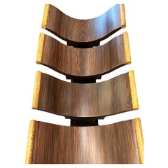 Juego de Mesa Redonda y Taburetes Franceses Art Deco Años 20 de Macassar