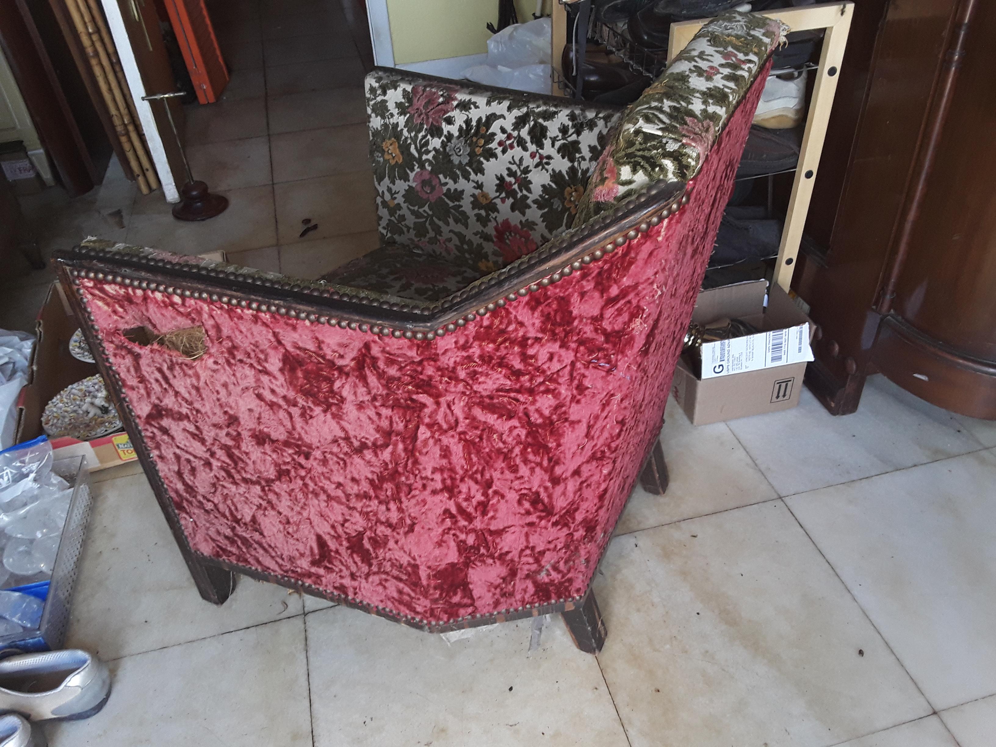 1920's French Art Deco Solid Macassar Ebony w/ Parchment Club Chair - Original For Sale 6